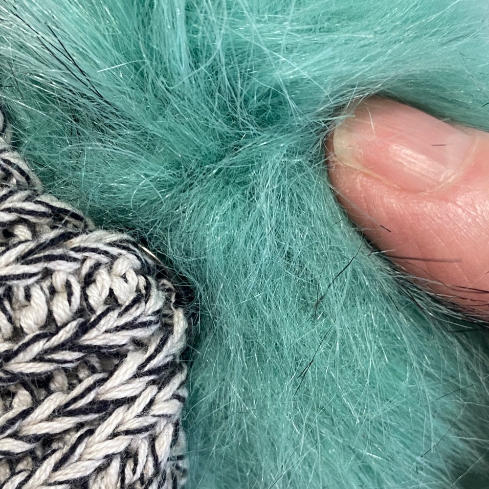 Love Your Melon black and white Beanie with Teal Pom-Pom - Picture 4 of 4